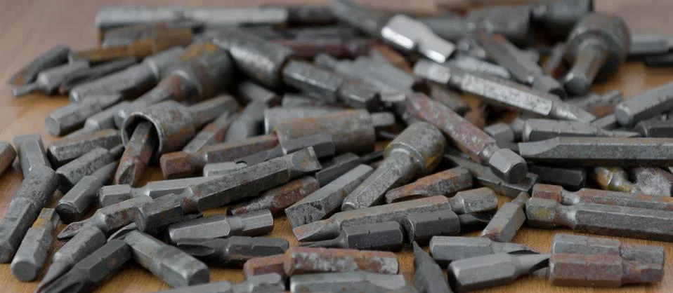 An assortment of screwdriver bits Stock Photos