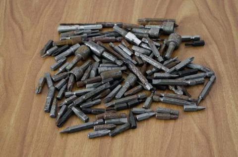 An assortment of screwdriver bits Stock Photos