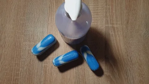 Assortment of soap. Liquid soap. Soap selection. Stock Footage 118909998