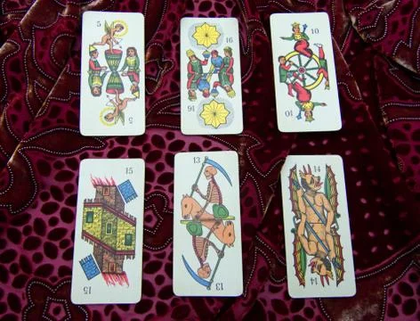 Assortment of Tarot on a colored background Foto stock