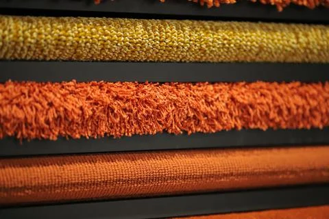 Assortment of textures of different fabrics close-up Stock Photos