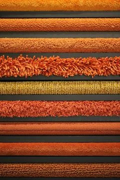 Assortment of textures of different fabrics close-up Foto stock
