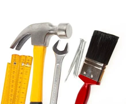 Assortment of tools on plain background Stock Photos