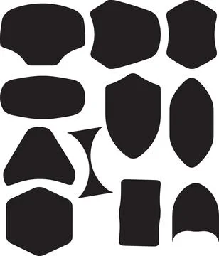 Assortment of unique abstract shapes and forms in solid black silhouette ve.. Illustrazione stock