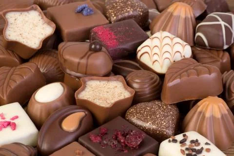 Assortment of various chocolates Stock Photos