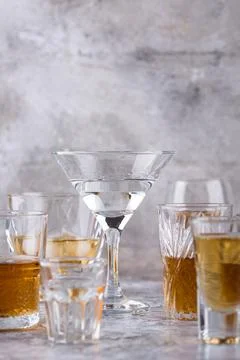 Assortment of various strong alcohol drinks Foto stock