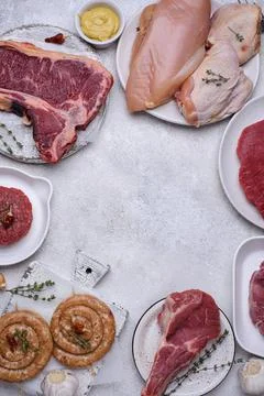 Assortment of various types of meat Stock Photos