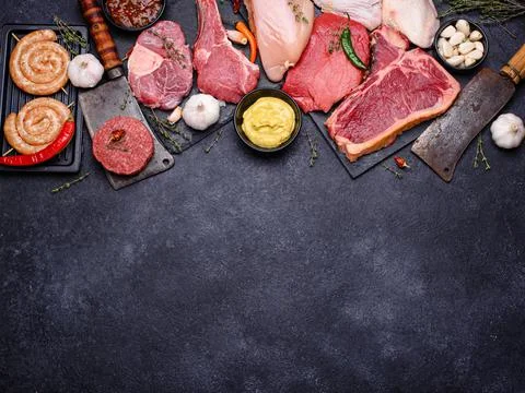 Assortment of various types of meat Stock Photos