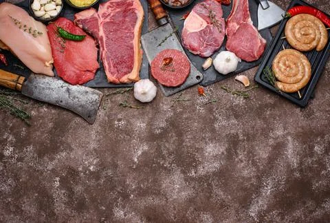 Assortment of various types of meat Stock Photos