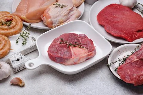 Assortment of various types of meat Stock Photos