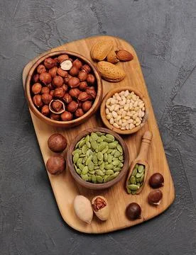 Assorts of nuts close up. Foto stock