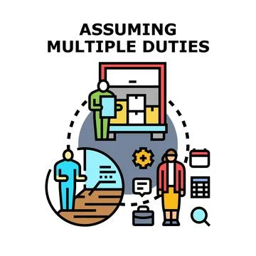Assuming multiple duties managing various business responsibilities Stock Illustration