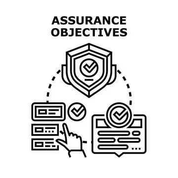 Assurance objectives concept securing business process completion Illustrazione stock
