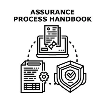 Assurance process handbook defining quality management workflow Illustrazione stock