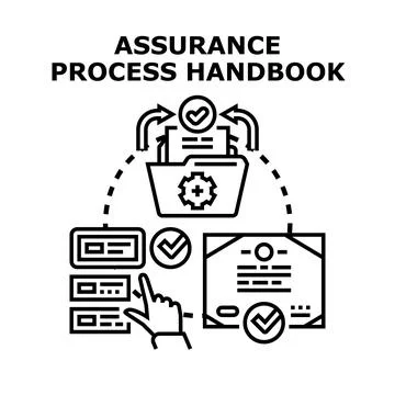 Assurance process handbook outlining quality control procedures Stock Illustration