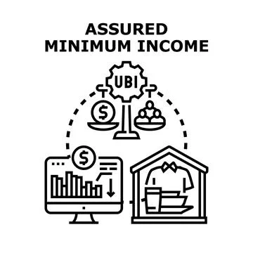 Assured minimum income program for financial support Illustrazione stock