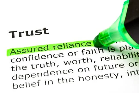 'assured reliance' highlighted, under 'trust' Stock Photos