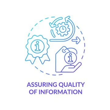 Assuring quality of information blue gradient concept icon Stock Illustration