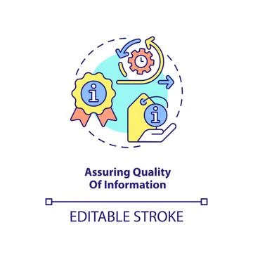 Assuring quality of information concept icon Stock Illustration