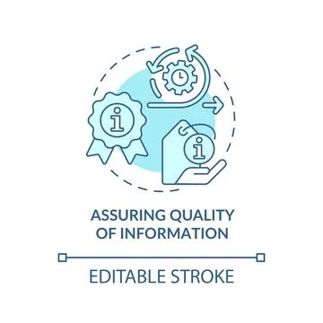 Assuring quality of information turquoise concept icon Stock Illustration
