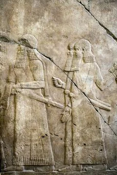 Assyrian Bas Relief From the 8th 7th Century at Pergamon Museum in Berlin Stock Photos