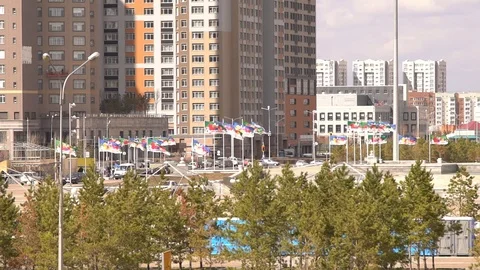 Astana - Kazakhstan - Flags Video stock 116334384