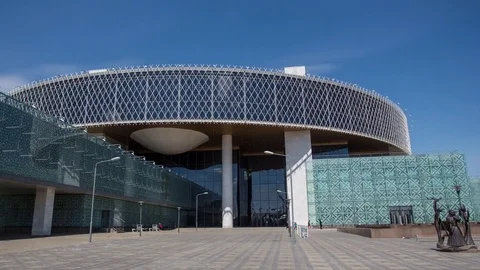 Astana landmarks hyper lapse. Schoolchildren's Palace time lapse 動画素材 84911249