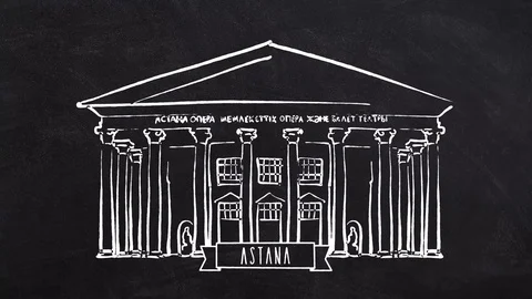 Astana Opera self drawing lines Stock Footage 75781177