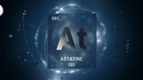 Astatine as Element 85 of the Periodic Table 3D illustration on blue background 스톡 동영상 119591472
