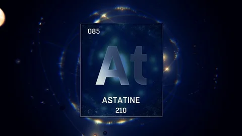 Astatine as Element 85 of the Periodic Table 3D animation on blue background 스톡 동영상 119591995