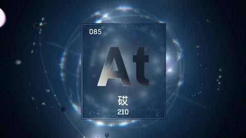 Astatine as Element 85 of the Periodic Table 3D illustration on blue background 스톡 동영상 126453706