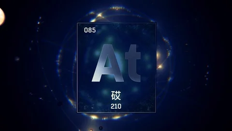 Astatine as Element 85 of the Periodic Table 3D animation on blue background 스톡 동영상 126453795