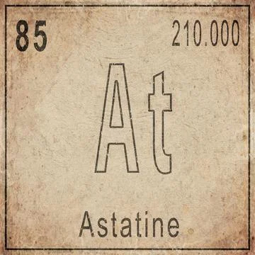 Astatine Element Card from Periodic Table on Vintage Old Paper Stock Illustration