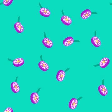 Aster blossom spring isometric icon seamless pattern 스톡 일러스트