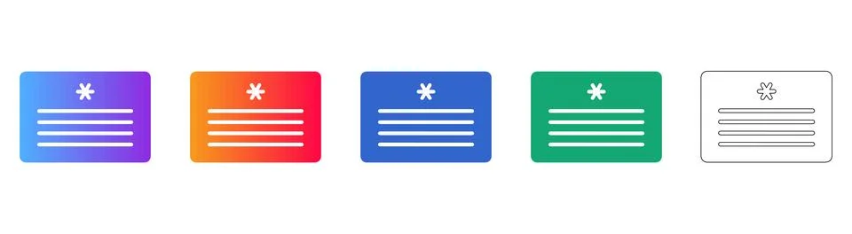Asterisk Document Property Icons Stock Illustration