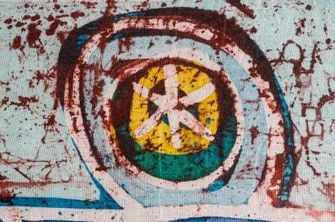 Asterisk, hot batik, background texture, handmade on silk, surrealism art Stock Illustration