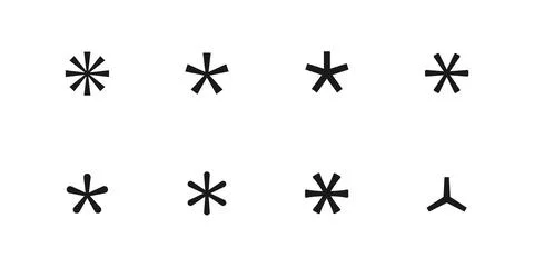 Asterisk icon set. Multiply, apostrophe or punctuation vector symbol. Passw.. Stock Illustration