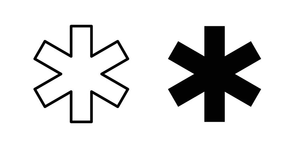 Asterisk icon symbol  illustration bundle in black colour Stock Illustration