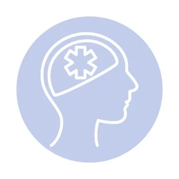 Asterisk inside human head block style icon vector design Illustrazione stock