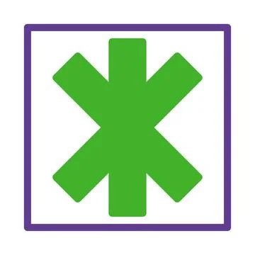 Asterisk of life emblem within a defined square for emergency health needs Stock Illustration