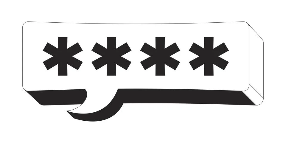 Asterisk password speech bubble 2D line object 스톡 일러스트