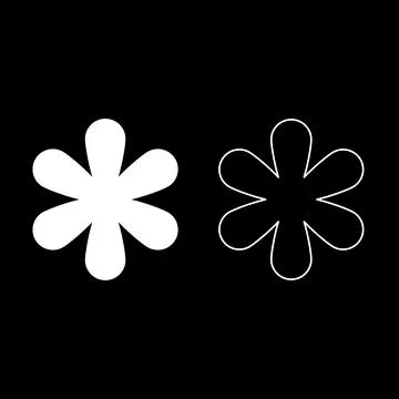 Asterisk sign symbol set icon white color vector illustration image solid f.. Stock Illustration