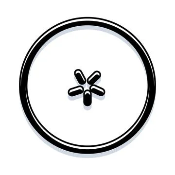 Asterisk star symbol in circular icon button Stock Illustration