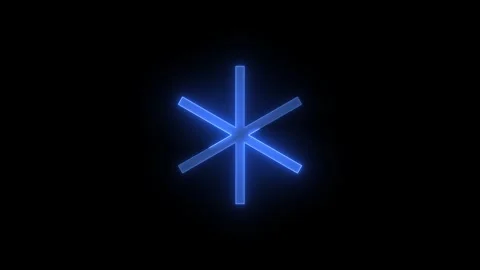 Asterisk stroke icon glowing neon blue color animation Stock Footage 289386624