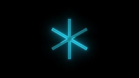 Asterisk stroke icon glowing neon cyan color animation Stock Footage 289386630