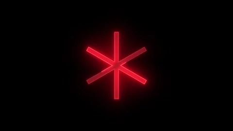 Asterisk stroke icon glowing neon red color animation Stock Footage 289386644
