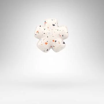 Asterisk symbol on white background. 3D sign with terrazzo pattern texture. Stock Illustration
