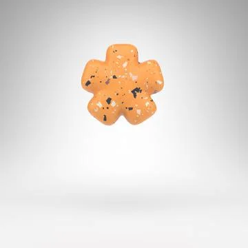 Asterisk symbol on white background. 3D sign with orange terrazzo pattern tex Stock Illustration