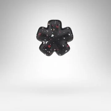 Asterisk symbol on white background. 3D sign with black terrazzo pattern text Stock Illustration