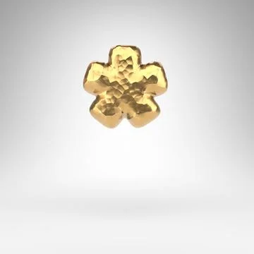 Asterisk symbol on white background. Hammered brass 3D sign with shiny metall Stock Illustration